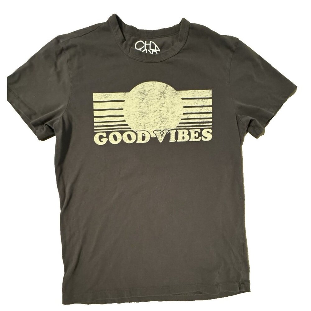 Chaser Men Medium Good Vibes Black Beige Tee T Shirt Retro